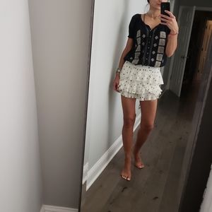 Joie Black/ Cream Top with Tassels